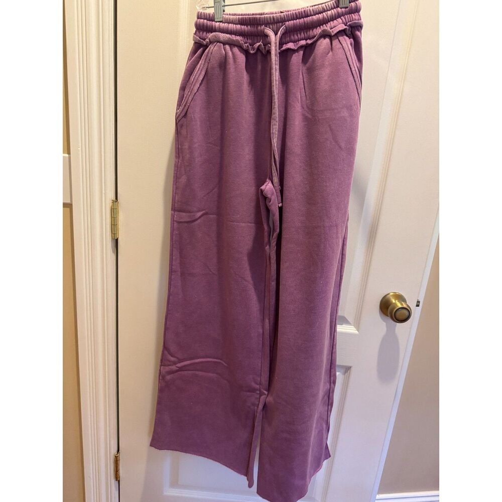 Zenana Mineral Wash Wide Leg Palazzo Sweatpants